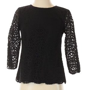 J crew 3/4 sleeve black lace top